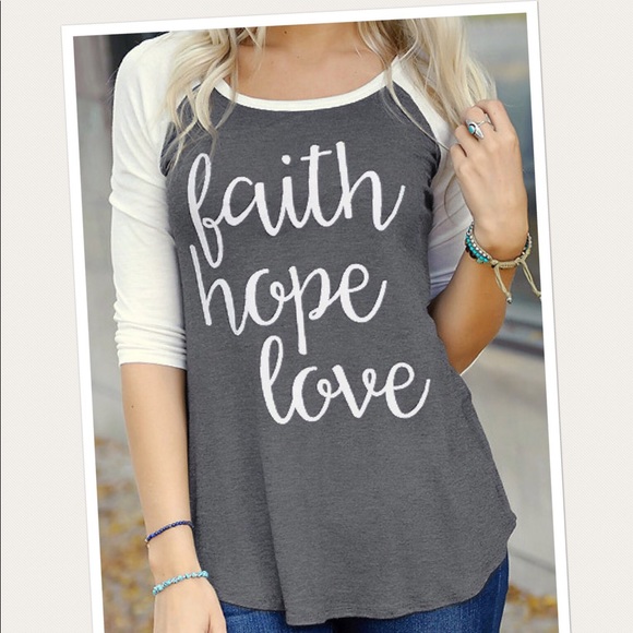 boutique Tops - NWT Faith, Hope, Love Baseball T